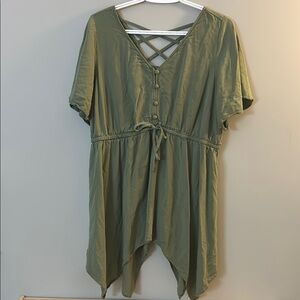 Torrid Olive Green Tunic Dress with Crisscross Back